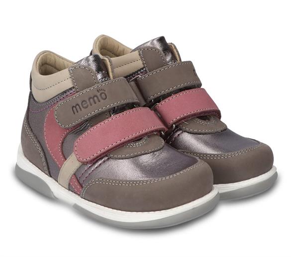 Memo Gabi Sneakers Platin Grå Lilla Velcrosko Med Ekstra Støtte
