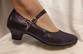 Festsko Joanna Sort Med Multifarvet Glitter Hæl